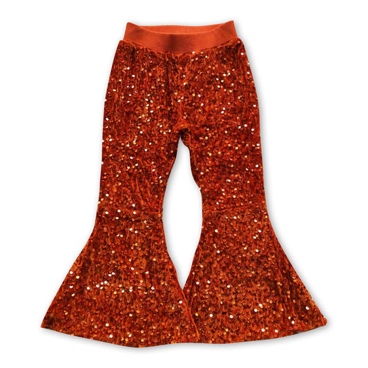 Sequin lining baby girls fall bell bottom pants