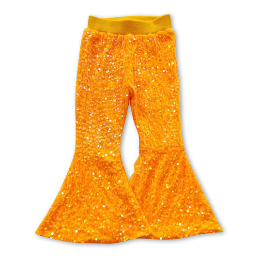 Orange sequin lining baby girls Halloween bell bottom pants