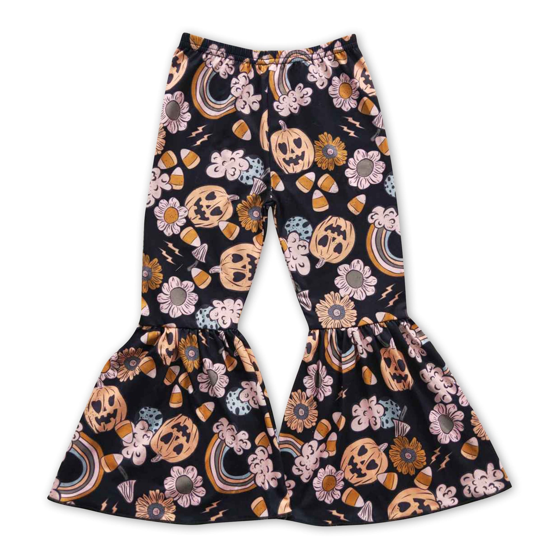 Pumpkin rainbow candy corn girls Halloween pants Yawoo Garments