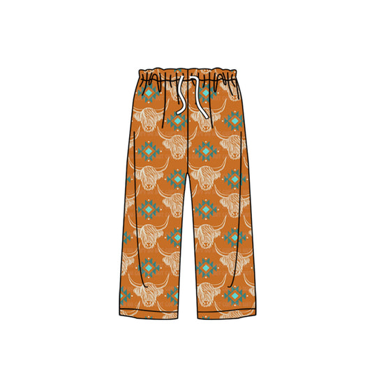 Highland cow aztec adult western pants