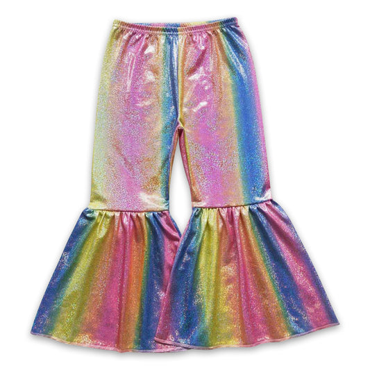 Colorful shinny baby girls bell bottom pants