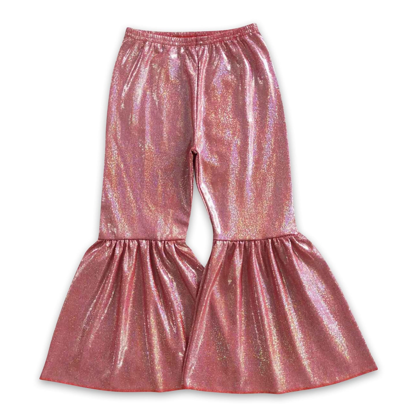 Red shinny baby girls bell bottom pants