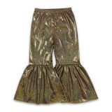 Gold shinny baby girls bell bottom pants
