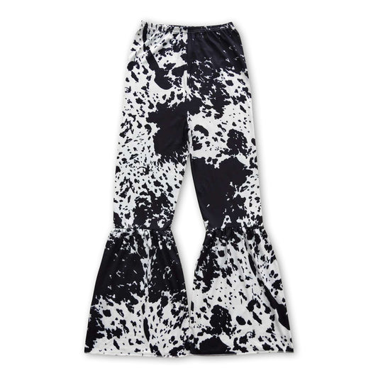 Cow print adult western bell bottom pants