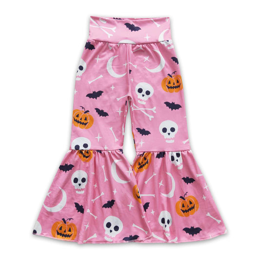 Pink pumpkin bat baby girls Halloween bell bottom pants