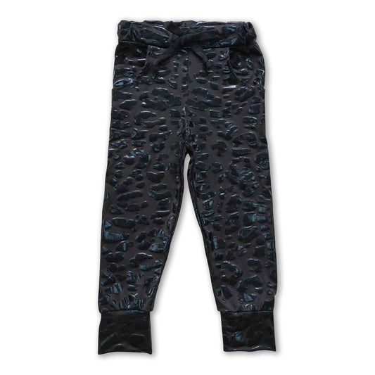 Black leopard kids girls pants