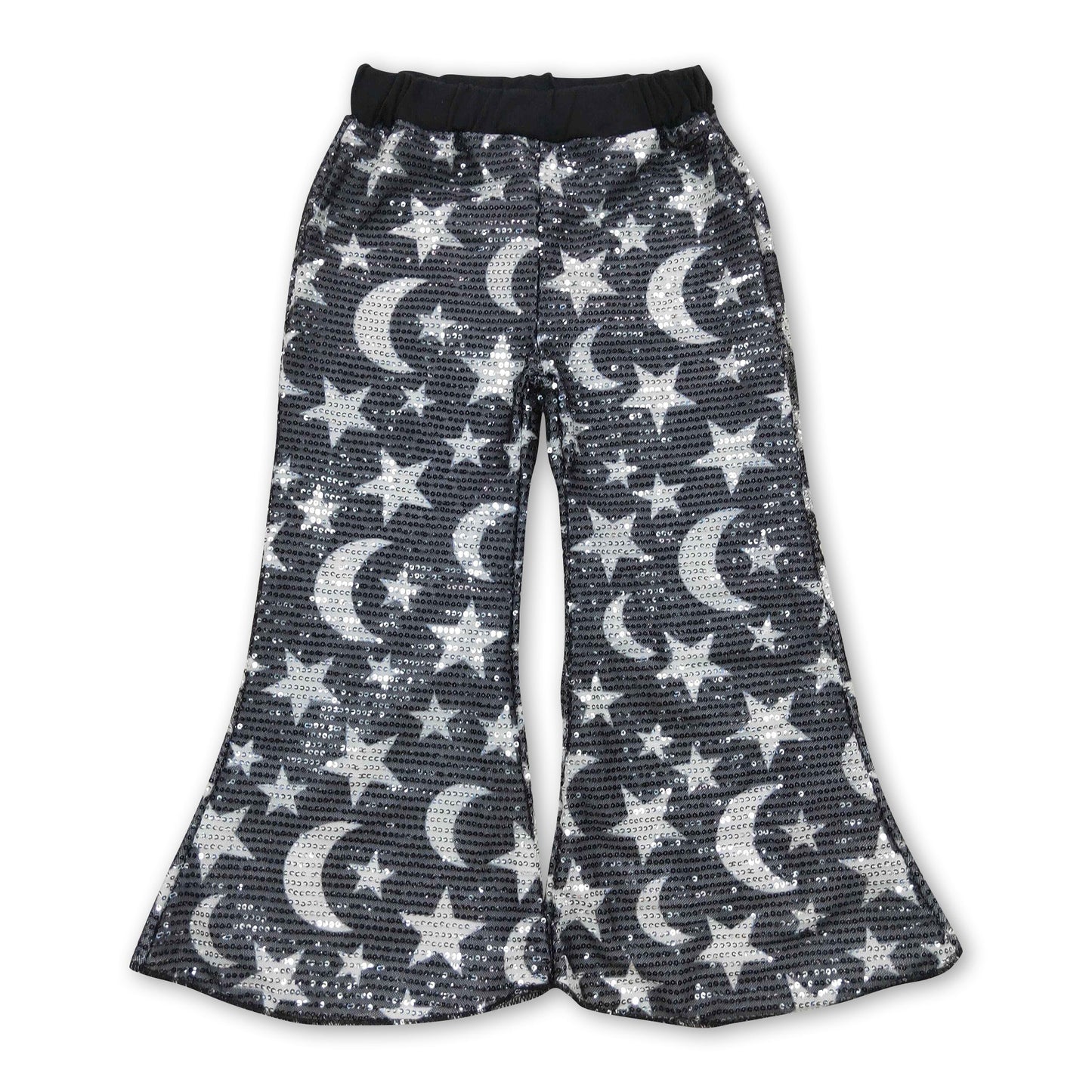 Moon stars black sequin girls Halloween pants