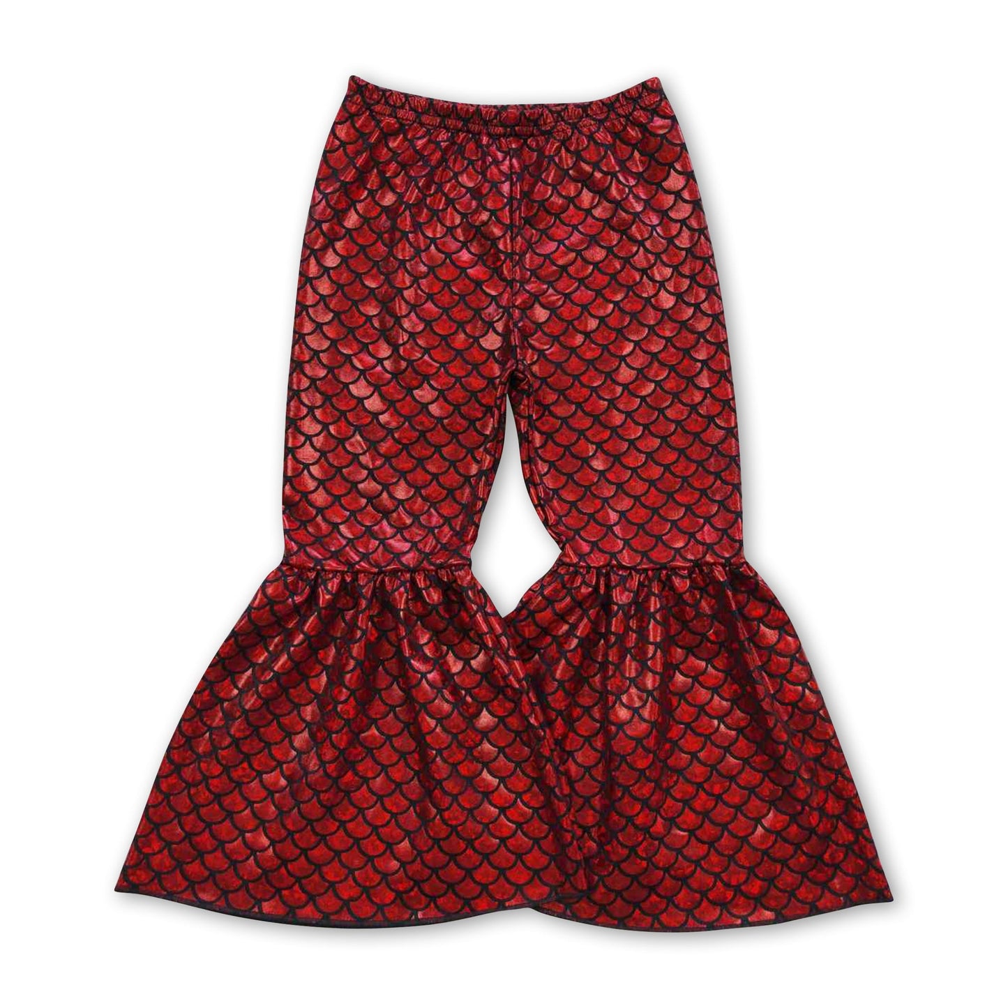 Red mermaid scale baby girls bell bottom pants