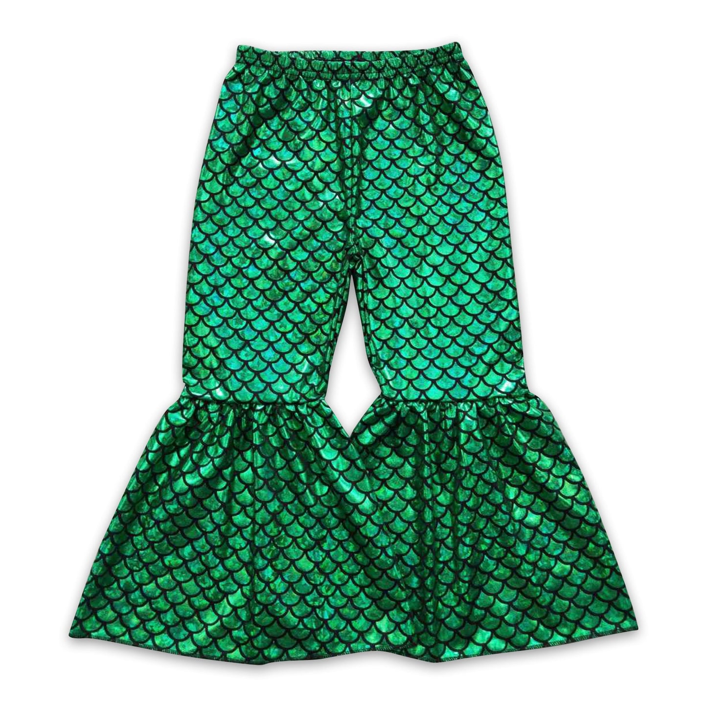 Green mermaid scale baby girls bell bottom pants