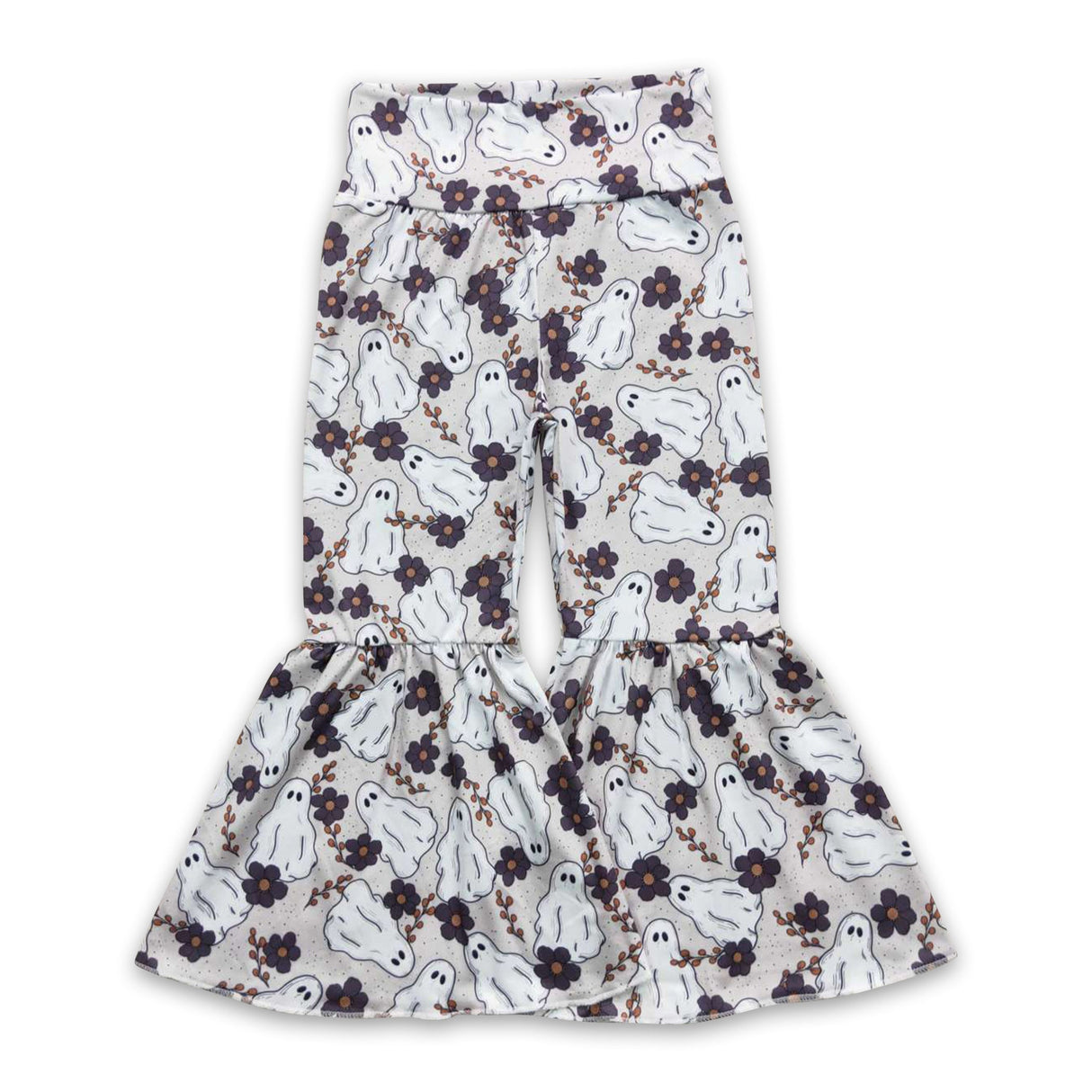 Ghost flower kids girls Halloween bell bottom pants