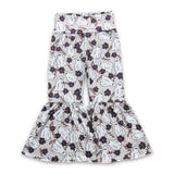 Ghost flower kids girls Halloween bell bottom pants