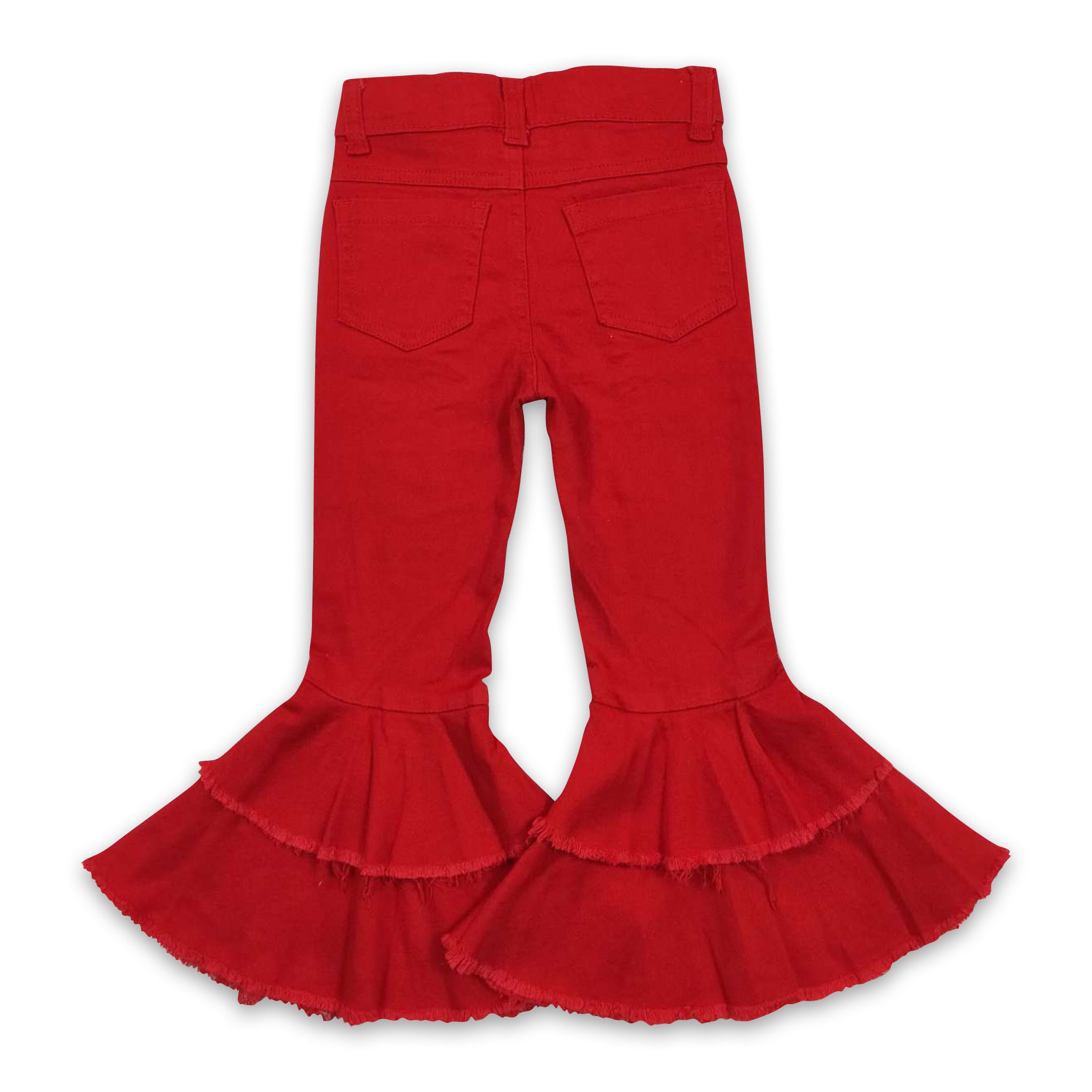 Ruffled fashion bell bottom jeans