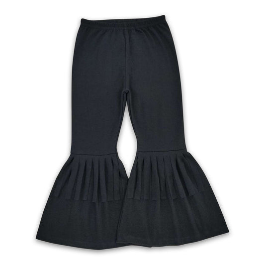 Black tassels cotton baby girls bell bottom pants