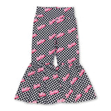 Black plaid party girls bell bottom pants
