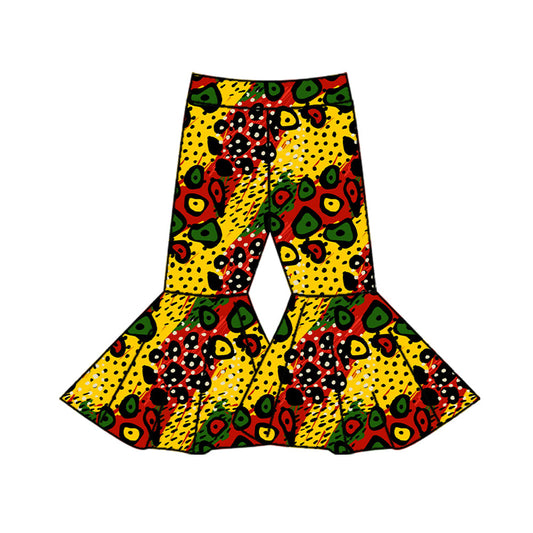 Yellow green red black history leopard baby girls pants