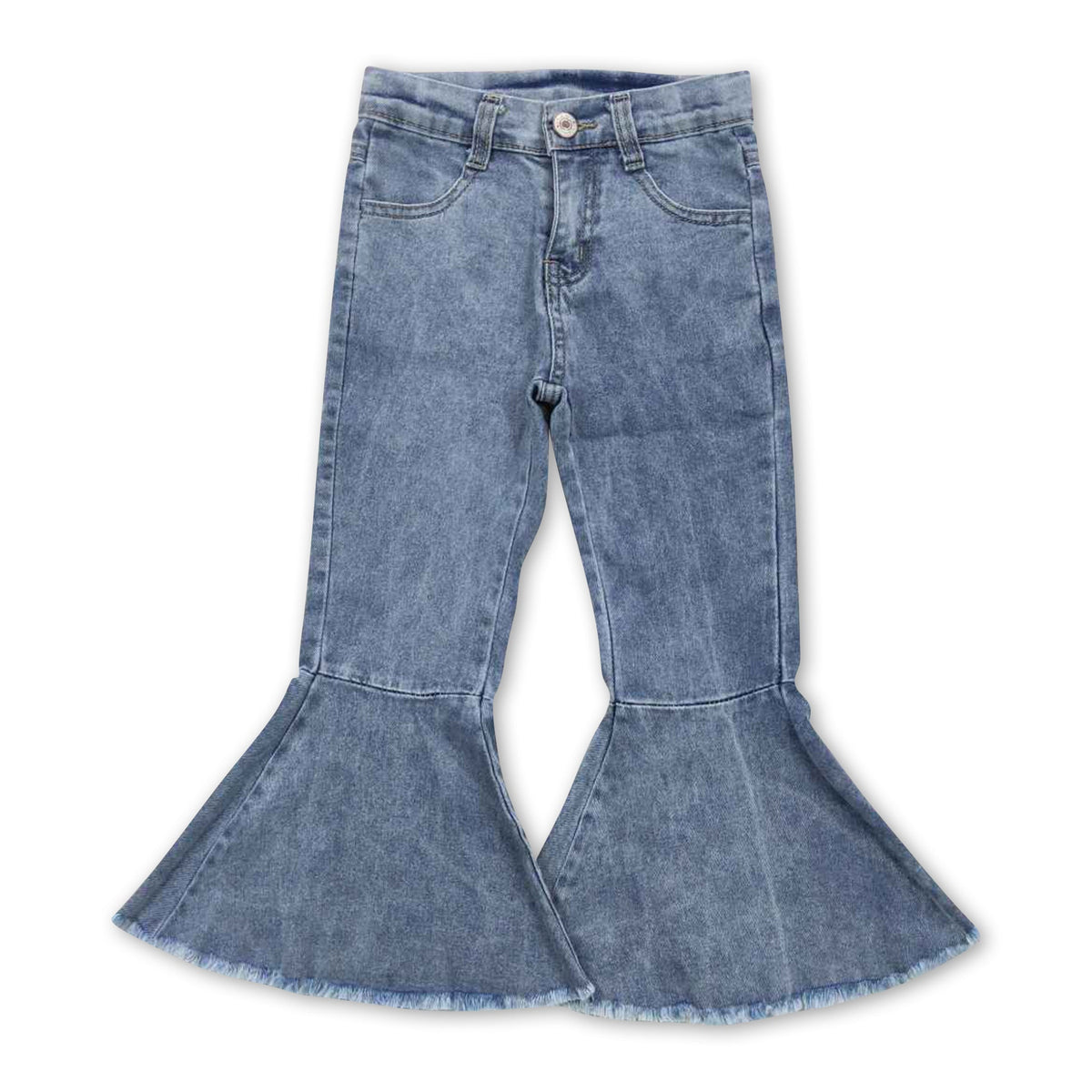 Light blue pockets bell bottom pants girls jeans – Yawoo Garments