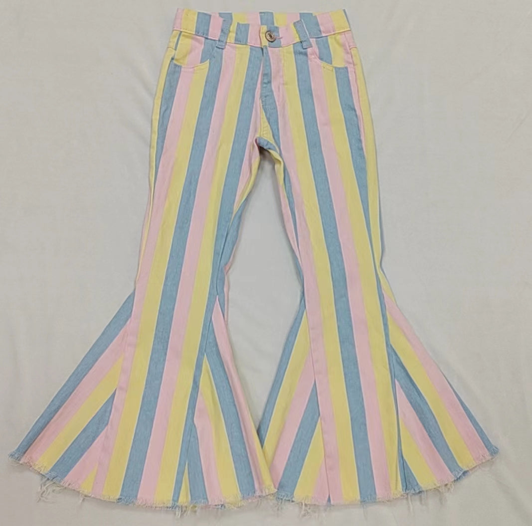 Pink light blue stripe kids girls easter jeans