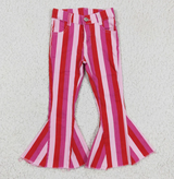 Pink stripe denim pants adult women valentine's day jeans