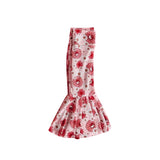 Pink white flower baby girls bell bottom pants