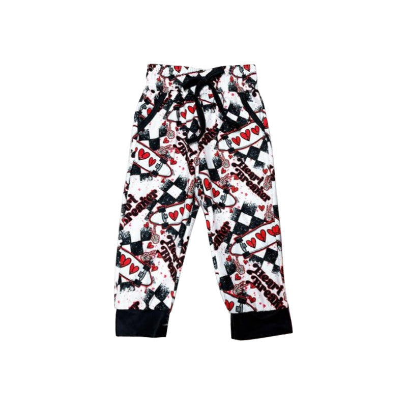 Skateboard heart pockets kids boys valentine's pants