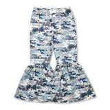 Camo kids girls bell bottom pants