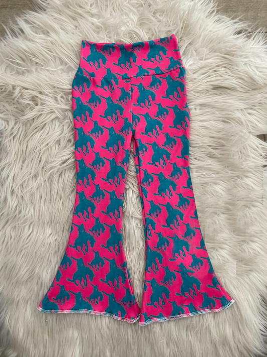 Hot pink rodeo western girls flare pants