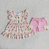 Floral tunic cotton shorts girls outfits