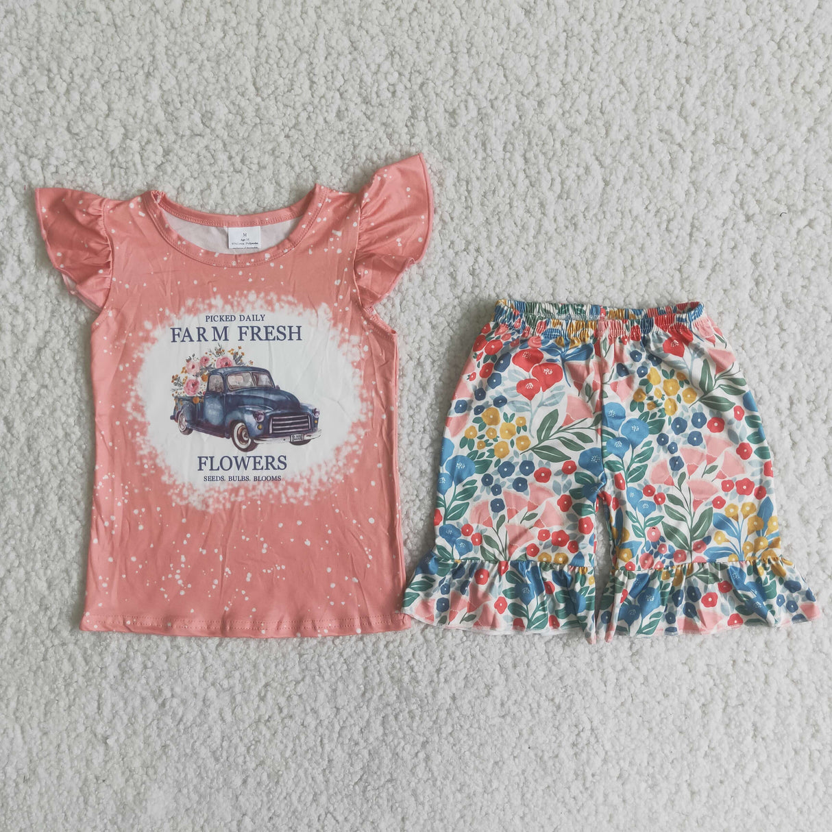 Farm fresh shirt floral shorts kids clothing set
