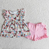 Cute snacks flutter sleeve tunic pink shorts girls outfits