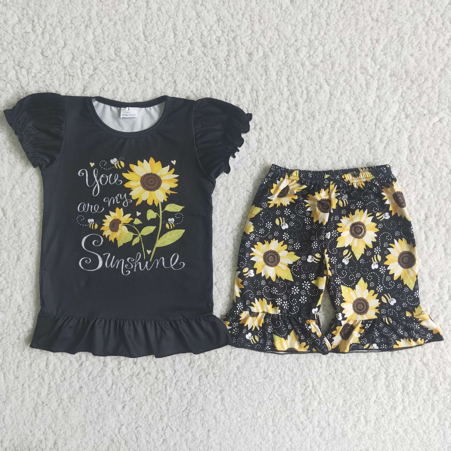 You are my sunshine sunflower print children clothing