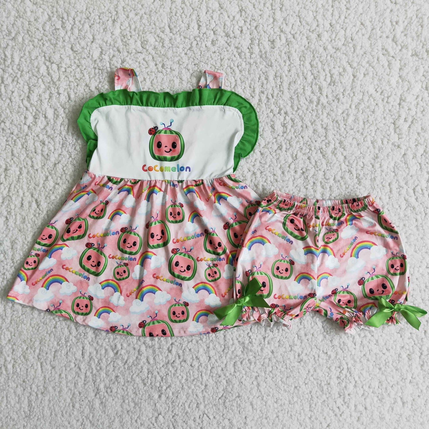 Cute melon print tunic shorts little girls clothing