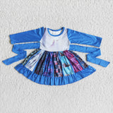 Girl long sleeve princess panel twirl dresses