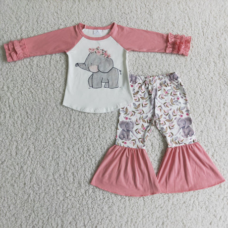 Elephant print bell bottom pants girls boutique clothes