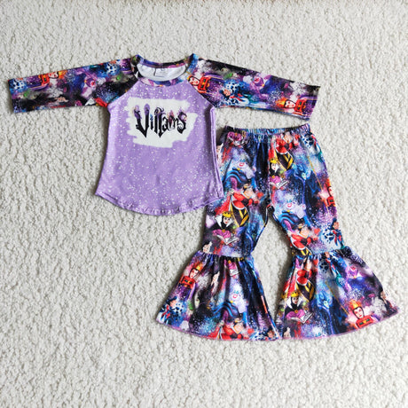 Purple long sleeve bell bottom pants Halloween set