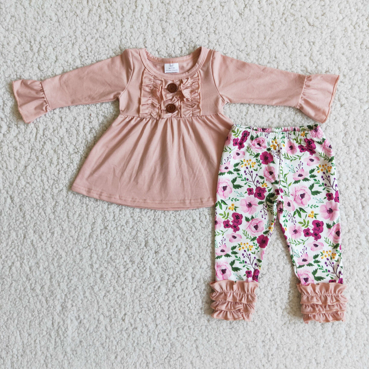 Pink tunic match floral icing ruffle leggings girls outfits