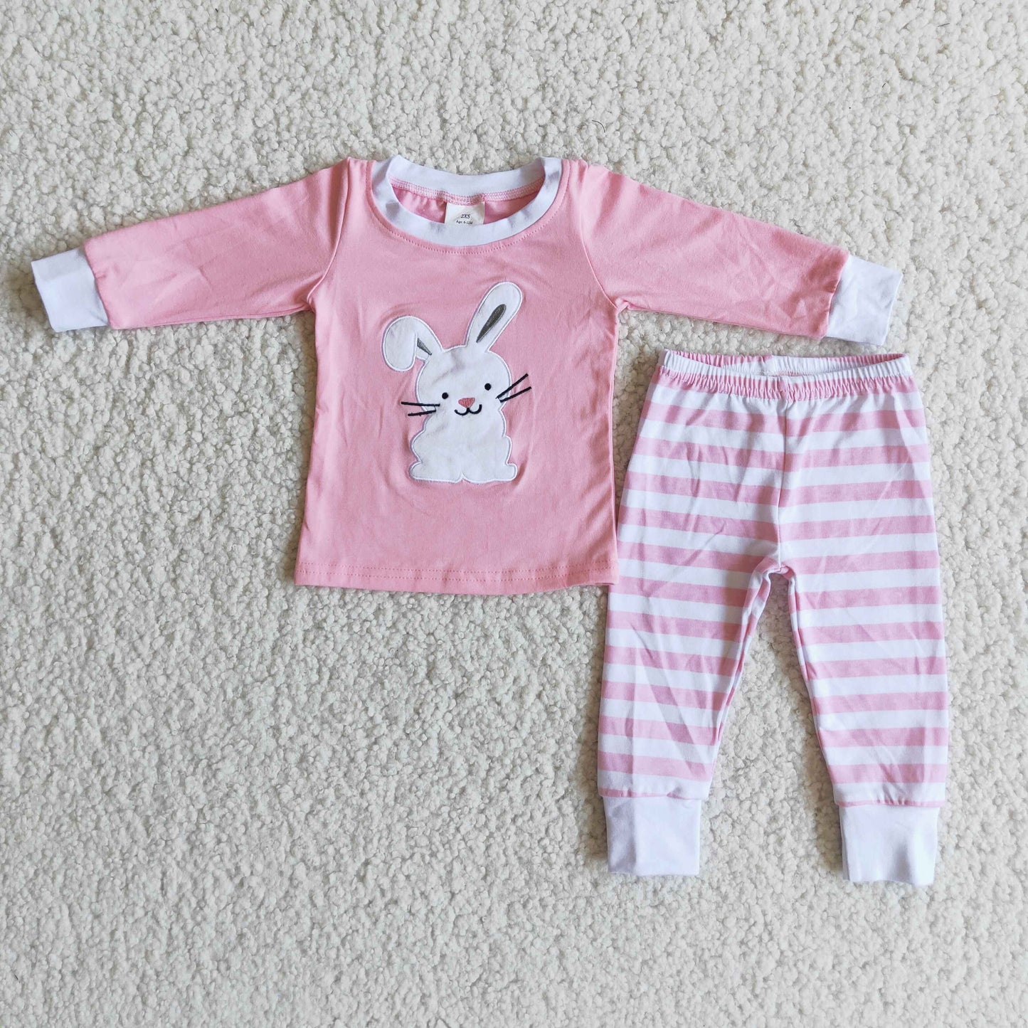 girls bunny embroidery easter pjs
