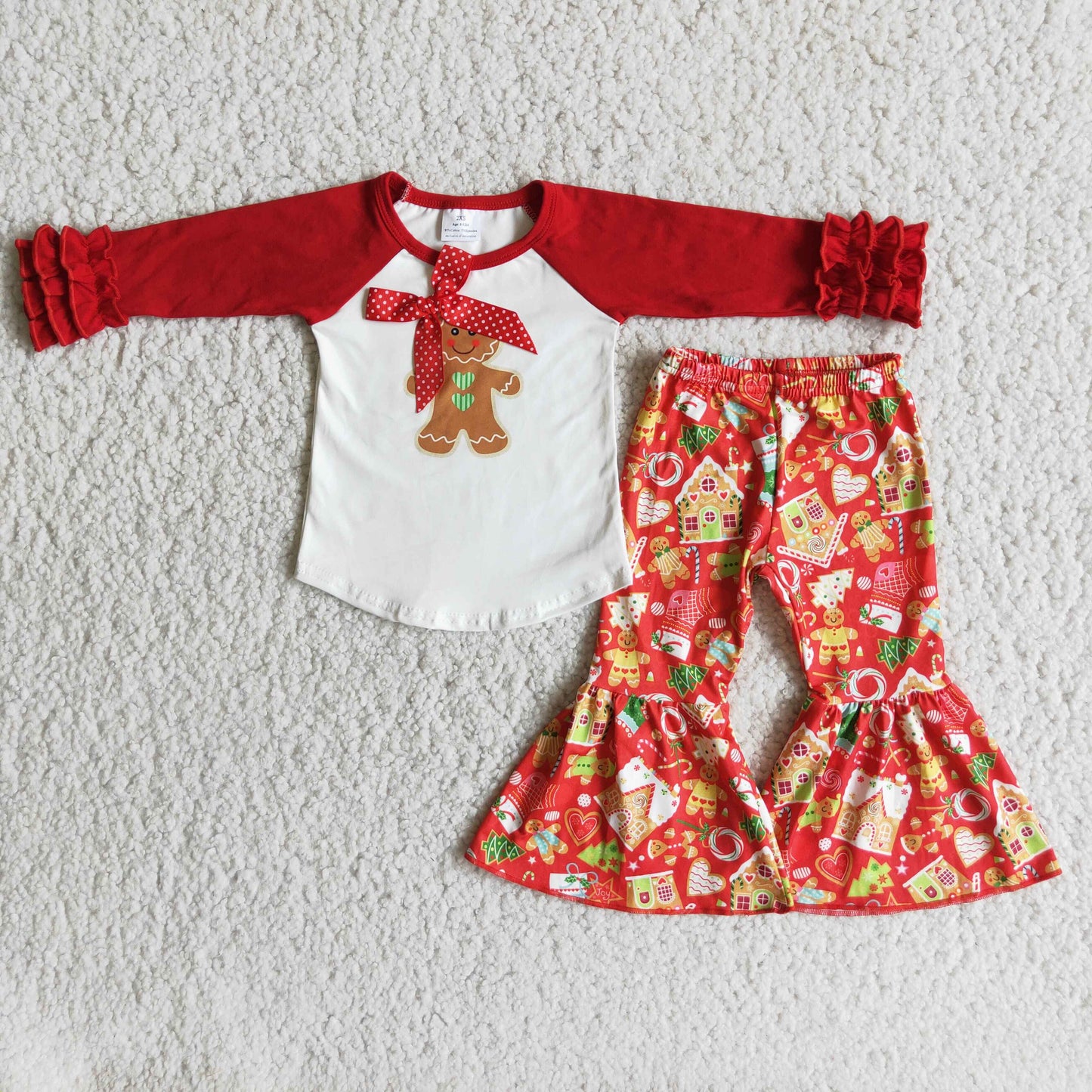 Gingerbready screen print toddler girls Christmas clothing