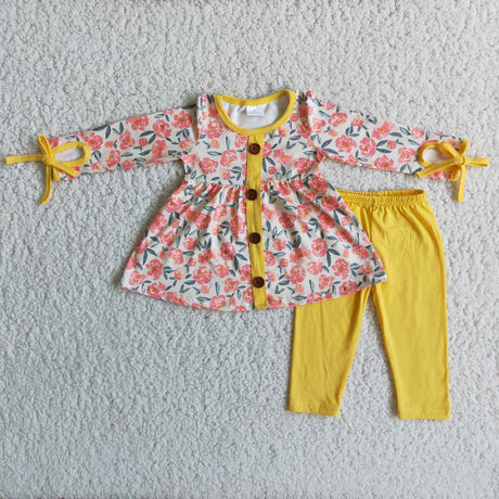 Long sleeve floral tunic leggings fall set