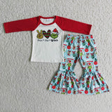 Peace love green face shirt bell bottom pants girls Christmas clothing