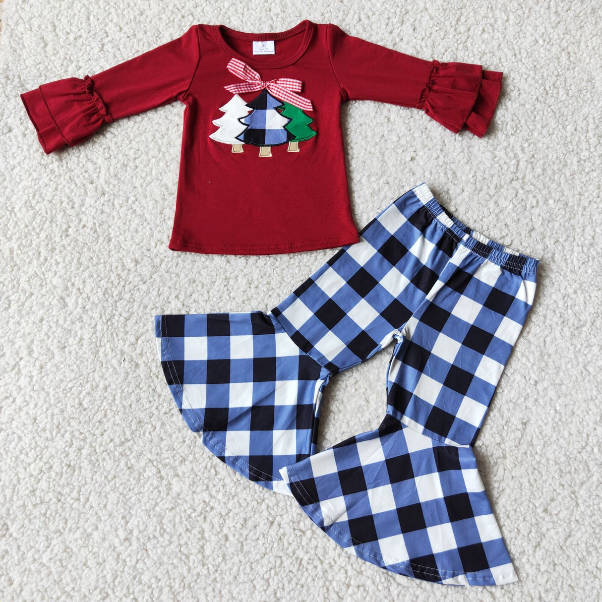 Christmas tree embroidery children clothing girls