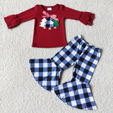 Christmas tree embroidery children clothing girls