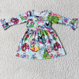 Cute pincess long sleeve girls Christmas dresses