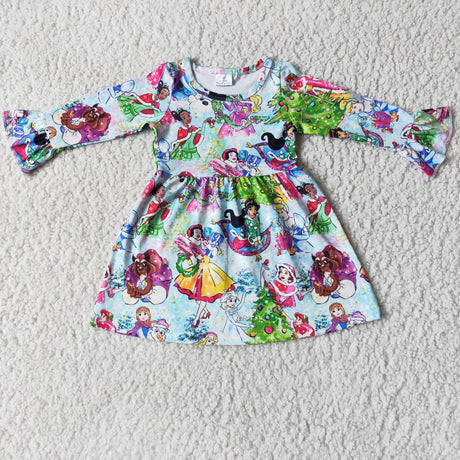 Cute pincess long sleeve girls Christmas dresses