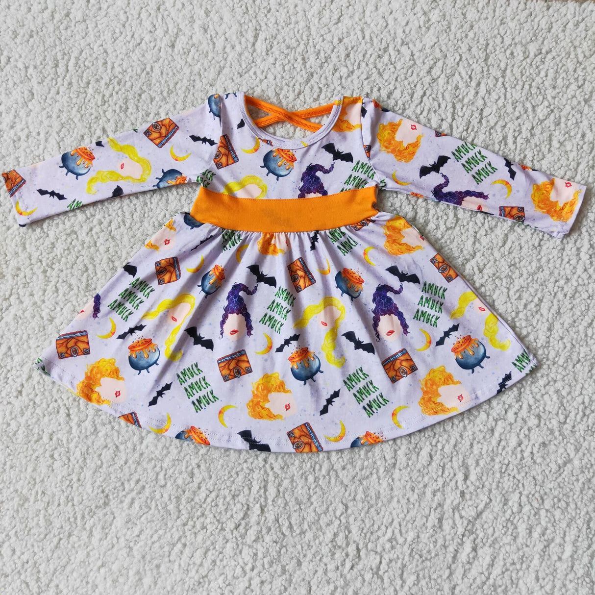 Long sleeve witches girls twirl Halloween dresses