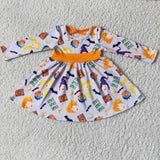 Long sleeve witches girls twirl Halloween dresses