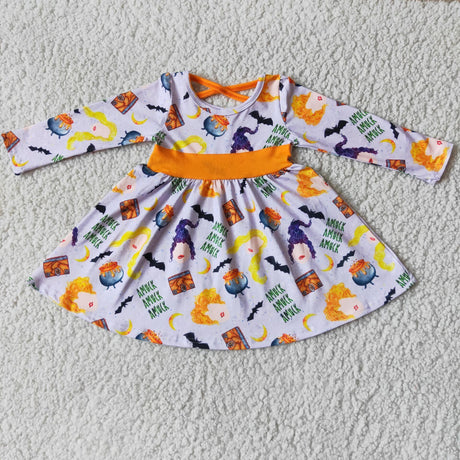 Long sleeve witches girls twirl Halloween dresses