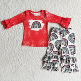 Rainbow Christmas tree girls outfits