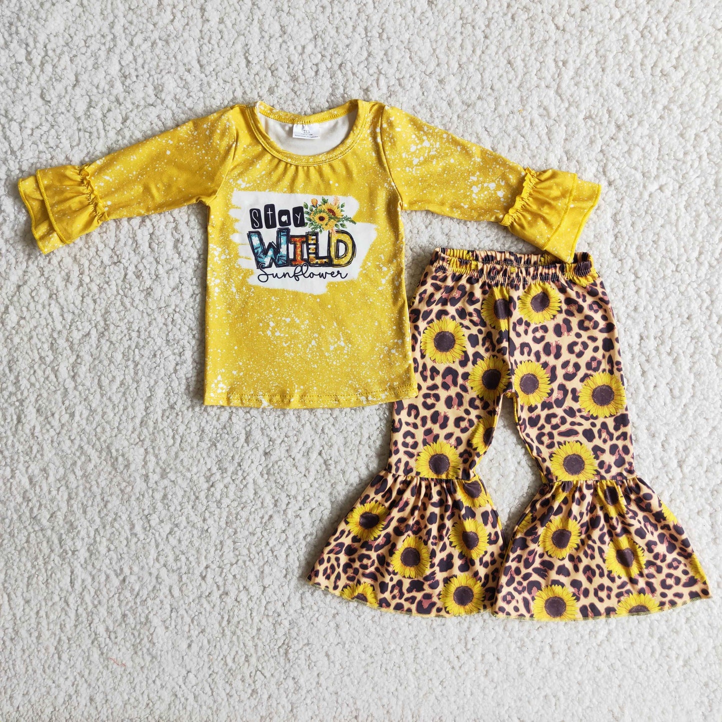 stay wild sunflower shirt leopard pants clothing set