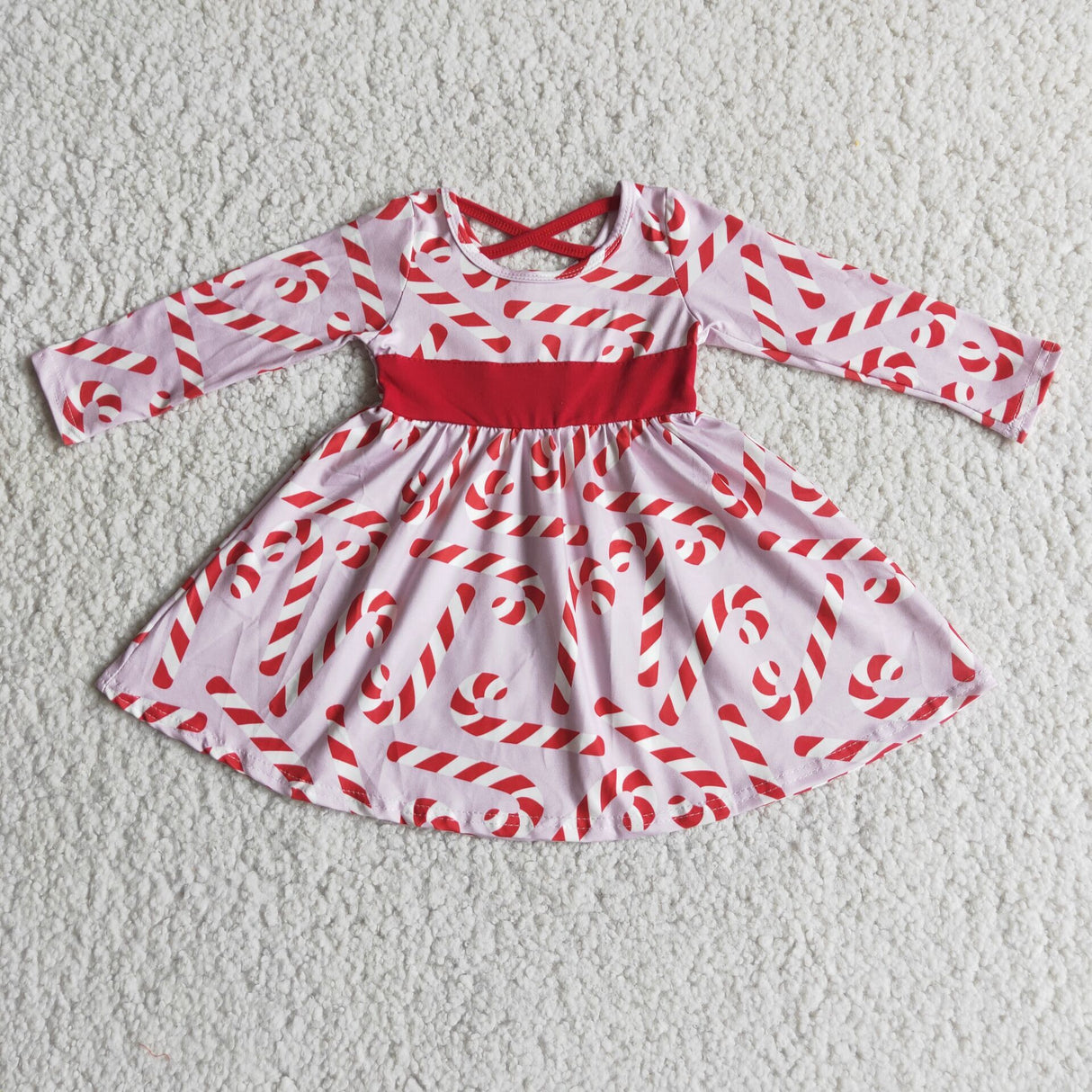 Candy cane long sleeve twirl Christmas dresses