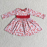 Candy cane long sleeve twirl Christmas dresses